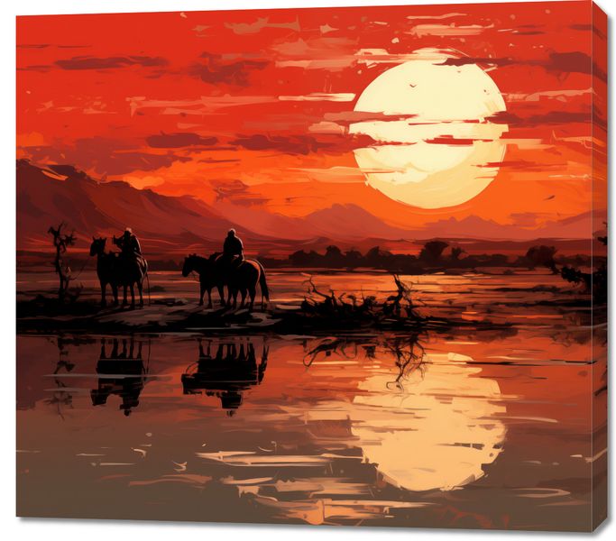 Obraz 100x90cm Zachód Słońca na Prerii zdjęcie 1