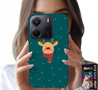 ETUI DO XIAOMI NOTE 14 4G - RENIFER NA ZIELONYM TLE ŚWIĄTECZNE WZORY
