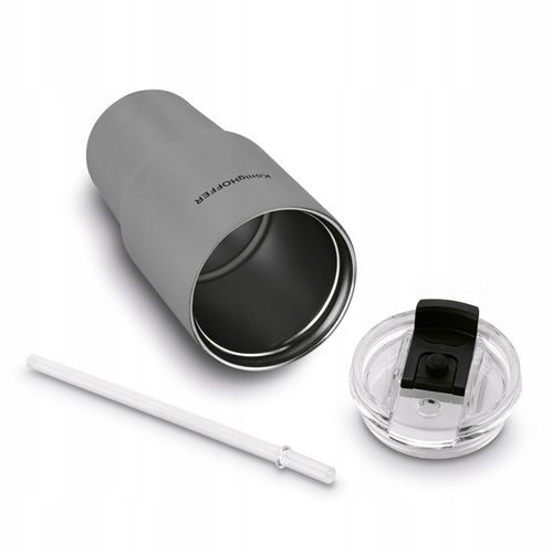 KUBEK TERMICZNY ze słomką poręczny PRÓŻNIOWY SZARY Konighoffer Davos 420 ml na Arena.pl