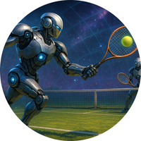 Opłatek na tort KORT TENISOWY Tenis Ziemny Gem Set Mecz Robot Humanoidalny