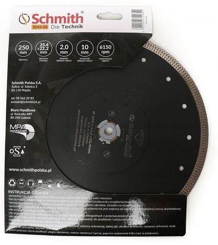 TARCZA DIAMENTOWA 250MM 25,4 GRESU PŁYTEK SCHMITH na Arena.pl