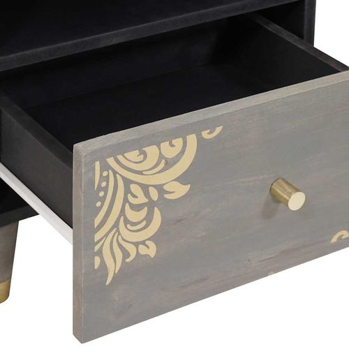 Szafka Nocna 2 pcs Szary 40 x 33 x 46 cm lite drewno mango na Arena.pl