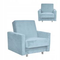 Fotel rozkładany Alicja do spania z pojemnikiem Family Meble jasny błękitny