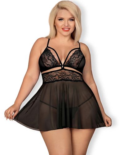 Komplet 838-BAB-1 babydoll i stringi - czarny - Obsessive L/XL na Arena.pl