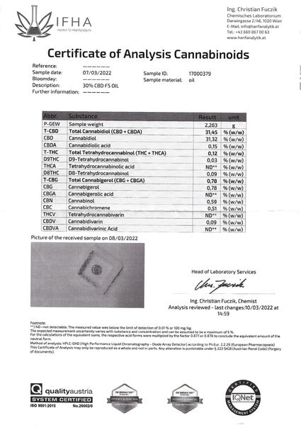 Olejek CBD 30% 15 ml Hemp Gold FULL SPECTRUM zdjęcie 3