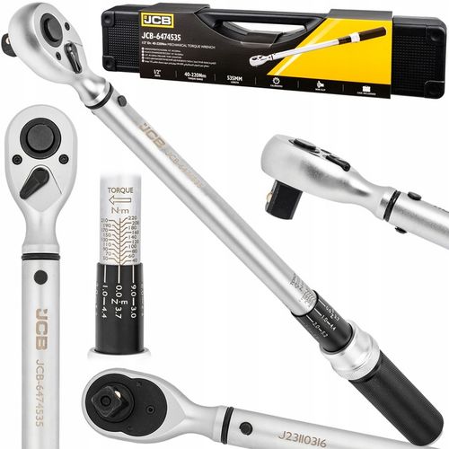 KLUCZ DYNAMOMETRYCZNY Z BLOKADĄ CERTYFIKAT KALIBRACJI ETUI 40-220NM 1/2 JCB na Arena.pl