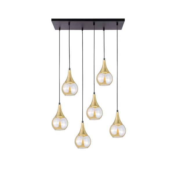 Lampa wisząca 6xE27 LACRIMA HONEY BLACK/GOLD zdjęcie 1