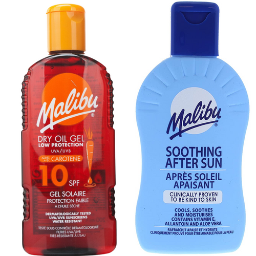 Malibu Suchy Olejek W Żelu SPF10 200ml + Balsam Po Opalaniu 200ml na Arena.pl