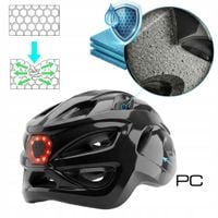 KASK ROWEROWY MTB REGULOWANY Z LAMPKĄ LED DASZKIEM 55-58 BLACK SPEED VAYOX