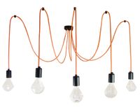 LAMPA WISZĄCA PAJĄK 5 SPIDER 5 POMARAŃCZOWA, OPRAWKI CZARNE E27