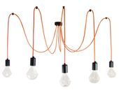 LAMPA WISZĄCA PAJĄK 5 SPIDER 5 POMARAŃCZOWA, OPRAWKI CZARNE E27