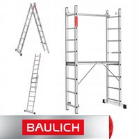 Rusztowanie aluminiowe 2x8 podest roboczy składany drabina 3w1 BAULICH