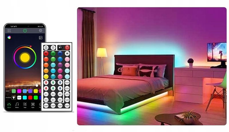 Taśma LED 30M RGB 5050 Bluetooth APLIKACJA ZESTAW zdjęcie 5