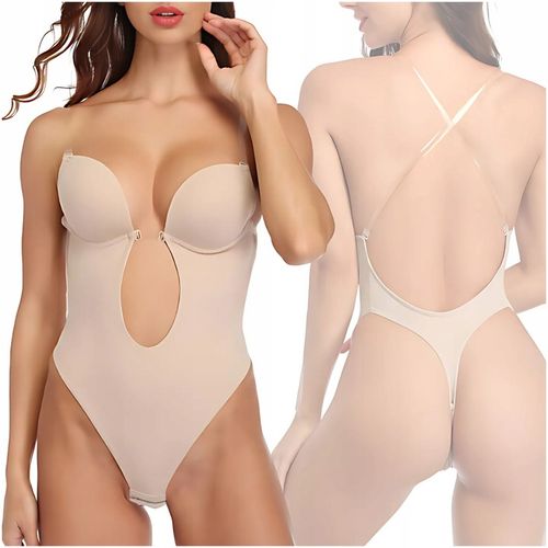 BODY DAMSKIE MODELUJĄCE BIUSTONOSZ BEŻOWY STRINGI SUKIENKI BEZ PLECÓW XL na Arena.pl