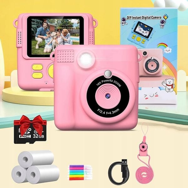 APARAT POLAROID NATYCHMIASTOWY DLA DZIECI FILMÓW ZDJĘĆ DRUK TERMICZNY 32GB zdjęcie 13