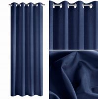 ZASŁONA 140x250 NA KOŁACH GŁADKA GRANATOWA