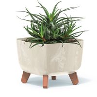 Donica kwadratowa kremowy 39cm nóżki wkład beton efekt