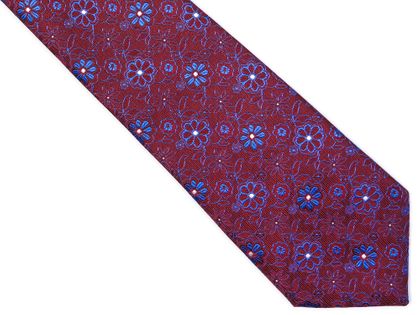 Bordowy krawat męski w kwiaty C4