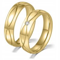 KO13 ZŁOTE OBRĄCZKI ŚLUBNE CYRKONIA STAL 316L PARA