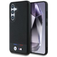 Etui BMW Leather Tricolor Stripe MagSafe do Samsung Galaxy S25 czarny