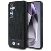 Etui BMW Leather Tricolor Stripe MagSafe do Samsung Galaxy S25 czarny