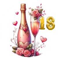 Opłatek na tort Szampan Whisky Drink Postać Kobieta Balony Kwiaty Urodziny