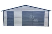 Garaż Blaszany 7x6m Brama Uchylna Drzwi Okno Antracyt Rynny Dwuspad TKD219