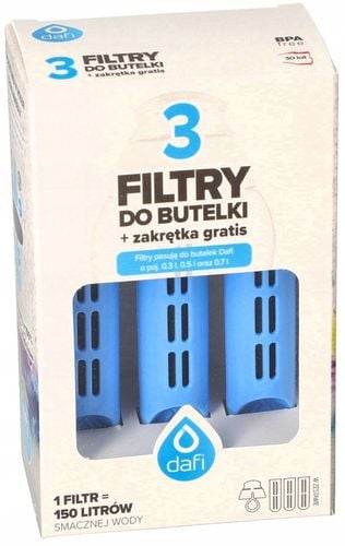 Zestaw Dafi niebieski zakrętka + 3 filtry do butelki Dafi Soft i Solid na Arena.pl