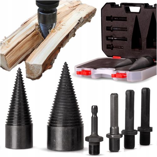 ZESTAW ŚWIDRÓW DO ŁUPANIA DREWNA WIERTŁA STOŻEK x2 ROZŁUPYWANIA SZCZYPANIA na Arena.pl