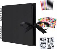 ALBUM NA ZDJĘCIA SCRAPBOOKING CZARNY ALBUM NA ZDJĘCIA 80 STRON DIY PREZENT