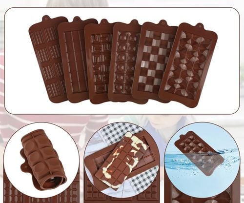 Zestaw 6 Form Silikonowych do Czekolady Brązowe 3D z Kroplomierzami na Arena.pl