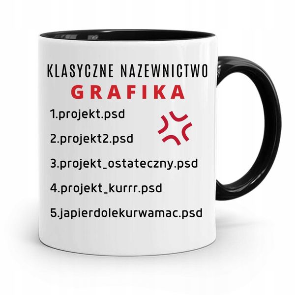 Kubek Czarny Dla Grafika Nazewnictwo Grafika Z Nadrukiem Ze Zdjęciem zdjęcie 1