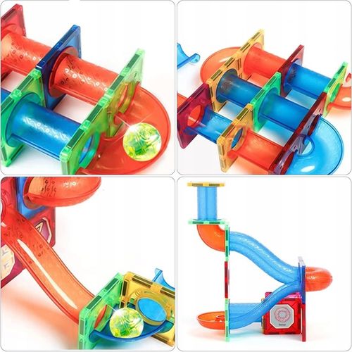 Klocki Magnetyczne Świecące Tor Kulkowy 110 Elementów Kulodrom na Arena.pl