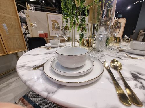 Stół okrągły Rayo marmur/ złoty na Arena.pl