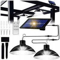 ZESTAW 2x ŻYRANDOL WISZĄCA LAMPA SOLARNA LED PODWÓJNY SUFITOWA PILOT PANEL