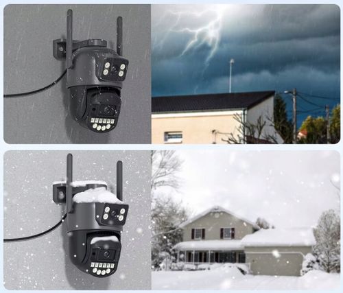 PODWÓJNA KAMERA ZEWNĘTRZNA FHD 2X5MP ZOOM OBROTOWA IP WIFI ALARM DETEKCJA na Arena.pl