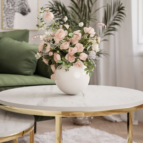 Stolik Ława 2 w 1 CYRYL złoty chrom MARMUR na Arena.pl