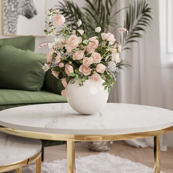 Stolik Ława 2 w 1 CYRYL złoty chrom MARMUR zdjęcie 3