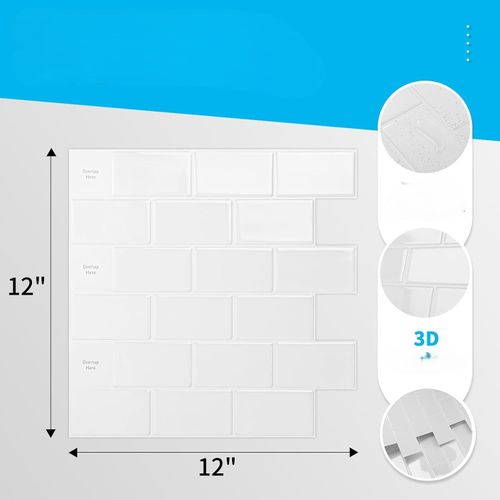 Panel Panele Ścienne 3D Samoprzylepne Winylowe Białe Kuchnia X10 30X30Cm na Arena.pl