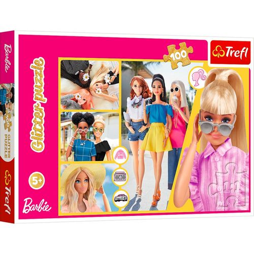 Puzzle 100 Elementów Glitter Brokatowa Barbie na Arena.pl