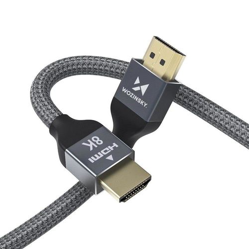 Kabel przewód HDMI 2.1 8K 60 Hz 48 Gbps 4K 120 Hz 2K 144 Hz 1 m srebrny na Arena.pl