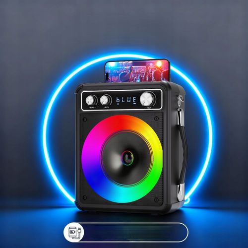 Karaoke Zestaw Bluetooth Głośnik Bezprzewodowy Dwa Mikrofony Światła Led na Arena.pl