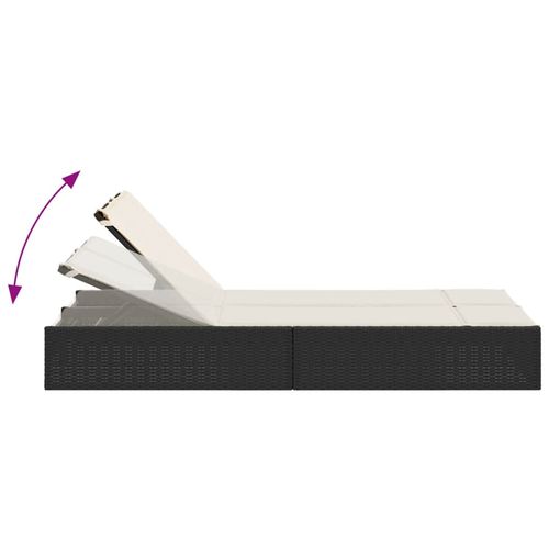 Podwójna leżanka z poduszkami, czarna, polirattan na Arena.pl