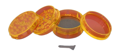 Elegancki Plastikowy Młynek do Suszu CBD Tytoniu 4-Częściowy Pomarańczowy na Arena.pl