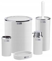 Komplet łazienkowy Zestaw Round 5 elementów biały chromowane wykończenie