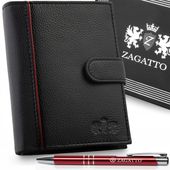 Portfel męski skórzany czarny pionowy skóra naturalna ochrona RFID