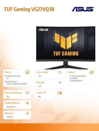 Monitor LED 27" ASUS TUF Gaming VG27VQ3B na Arena.pl