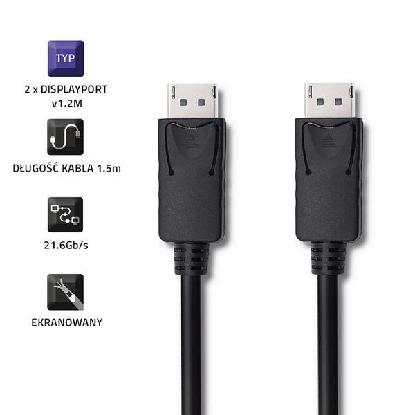 Qoltec DisplayPort v1.2 męski | DisplayPort v1.2 męski | 5K | 1.5m zdjęcie 2