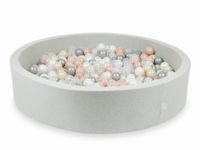 Suchy basen jasnoszary 130x30 z piłeczkami 600 sztuk (przezroczyste, perłowe, srebrne, różowozłote, jasnozłote)