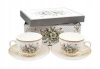 2 x Serwis kawowy dla 2 os Bella Fiore porcelana zestaw filiżanek ze spodka
